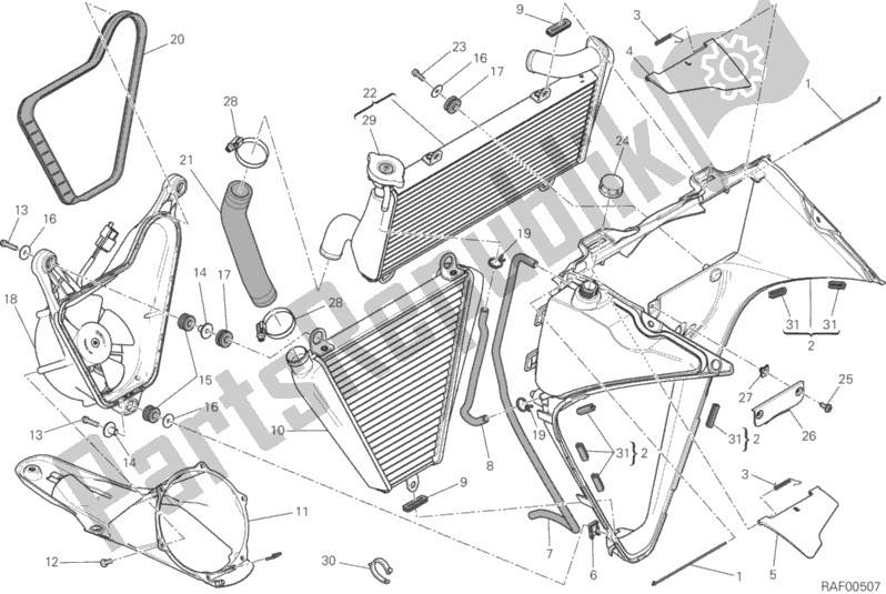 Todas as partes de Refrigerador De água do Ducati Superbike 959 Panigale ABS USA 2016